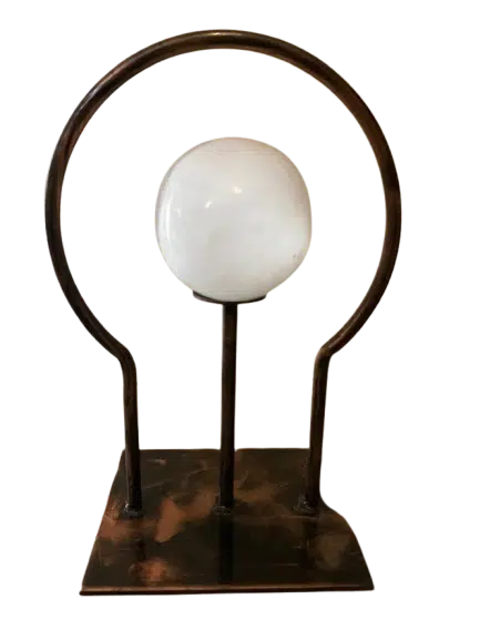 Esfera de Selenita Branca (5cm) na Base Arco Metalon para Decoração