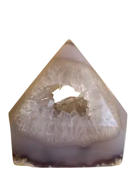 Ponta Lapidada Geodo de Ágata Natural Vasado 9 cm