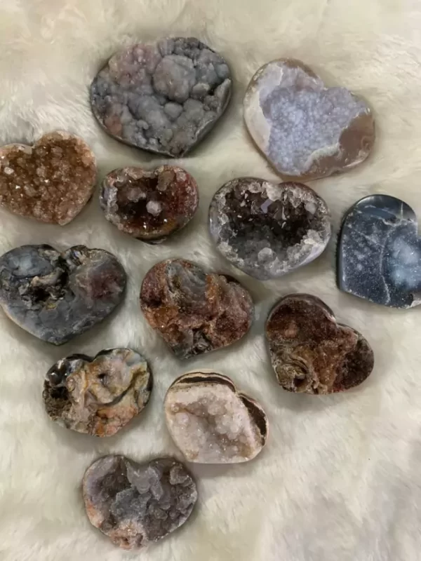 Coração Geodo de Ágata Natural para Decoração