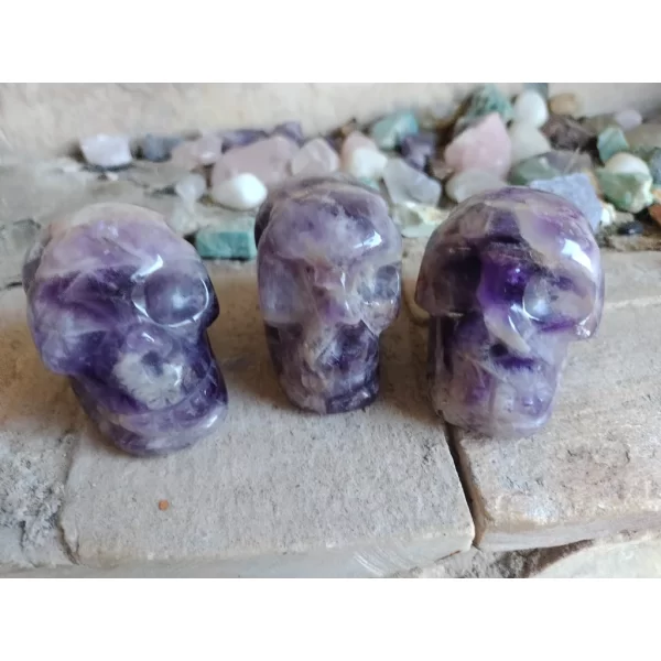 Crânio Esculpido em Ametista Chevron Pedra Natural de Ametista Chevron Amethyst