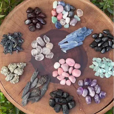 Pedra Natural Rolada ou Bruta 100 gramas: Ametista, Cristal, Cianita Azul, Granada, Misto, Ônix, Opala Rosa, Pirita, Silício Silex Arco Íris, Turmalina Negra, Água Marinha