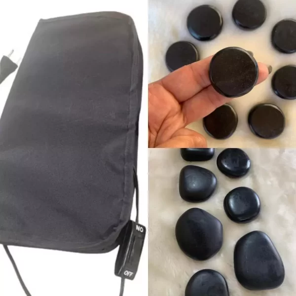 Kit 7 Pedras Vulcânicas + Bolsa Térmica + Kit Podal