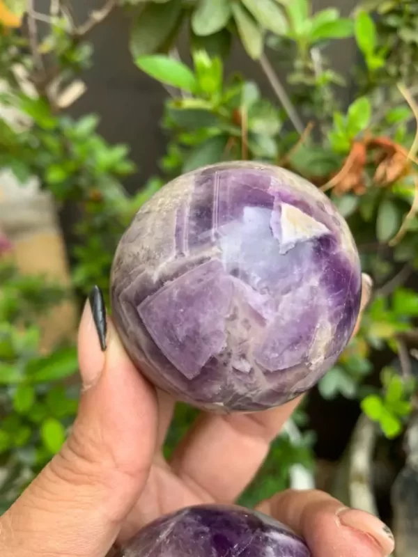Esfera Bola de Cristal Pedra Ametista Chevron (pedra 100% natural)